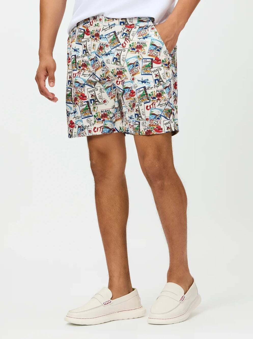 Robert Graham Around the World Men's Size Large Postcards Print Swim Trunks NWT